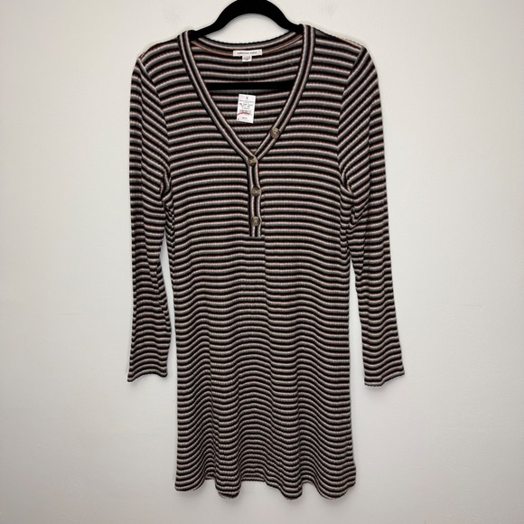 American Eagle Outfitters Dresses & Skirts - American Eagle‎ Outfitters Striped Ribbed Henley Long Sleeve Dress XL New